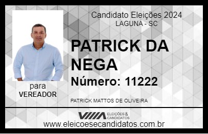 Candidato PATRICK DA NEGA 2024 - LAGUNA - Eleições