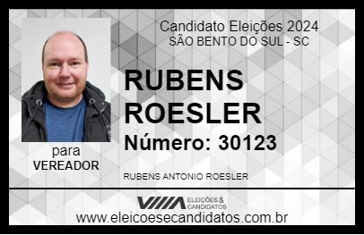 Candidato RUBENS ROESLER 2024 - SÃO BENTO DO SUL - Eleições