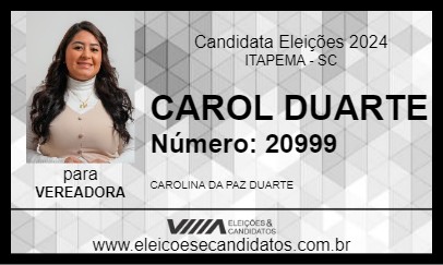 Candidato CAROL DUARTE 2024 - ITAPEMA - Eleições