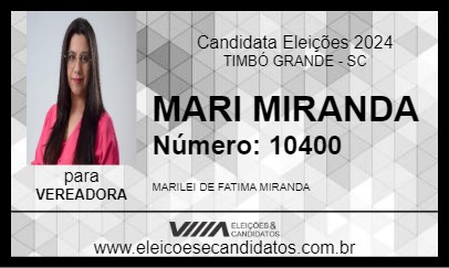 Candidato MARI MIRANDA 2024 - TIMBÓ GRANDE - Eleições