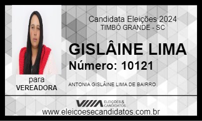 Candidato GISLÂINE LIMA 2024 - TIMBÓ GRANDE - Eleições