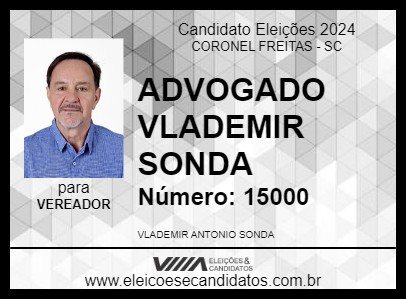 Candidato ADVOGADO VLADEMIR SONDA 2024 - CORONEL FREITAS - Eleições