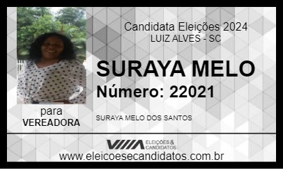 Candidato SURAYA MELO 2024 - LUIZ ALVES - Eleições