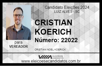 Candidato CRISTIAN KOERICH 2024 - LUIZ ALVES - Eleições