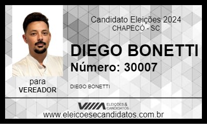 Candidato DIEGO BONETTI 2024 - CHAPECÓ - Eleições