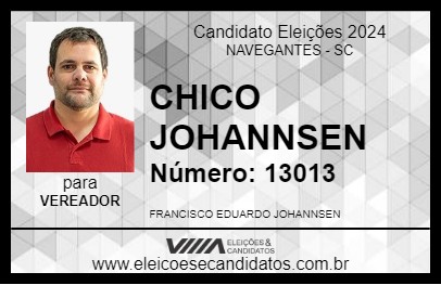 Candidato CHICO JOHANNSEN 2024 - NAVEGANTES - Eleições