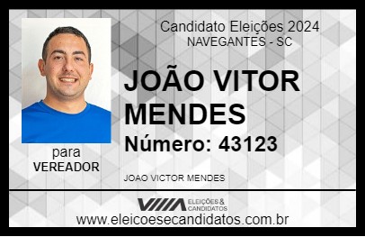 Candidato JOÃO VITOR MENDES 2024 - NAVEGANTES - Eleições