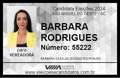 Candidato BARBARA RODRIGUES 2024 - SÃO MIGUEL DO OESTE - Eleições