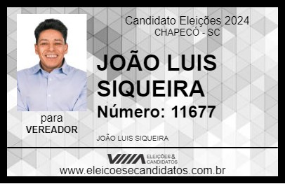 Candidato JOÃO LUIS SIQUEIRA 2024 - CHAPECÓ - Eleições