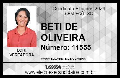 Candidato BETI DE OLIVEIRA 2024 - CHAPECÓ - Eleições