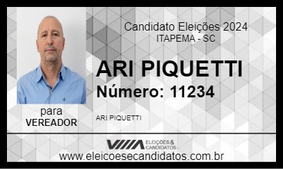 Candidato ARI PIQUETTI 2024 - ITAPEMA - Eleições