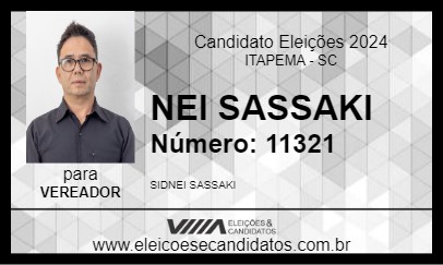 Candidato NEI SASSAKI 2024 - ITAPEMA - Eleições