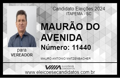 Candidato MAURÃO DO AVENIDA 2024 - ITAPEMA - Eleições