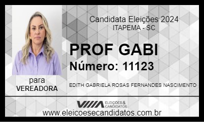 Candidato PROF GABI 2024 - ITAPEMA - Eleições