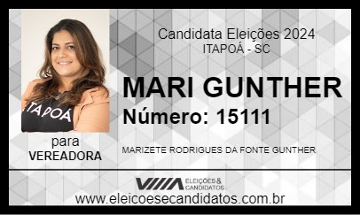 Candidato MARI GUNTHER 2024 - ITAPOÁ - Eleições