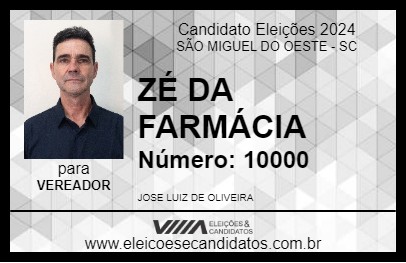 Candidato ZÉ DA FARMÁCIA 2024 - SÃO MIGUEL DO OESTE - Eleições