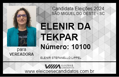 Candidato ELENIR DA TEKPAR 2024 - SÃO MIGUEL DO OESTE - Eleições