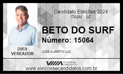 Candidato BETO DO SURF 2024 - ITAJAÍ - Eleições