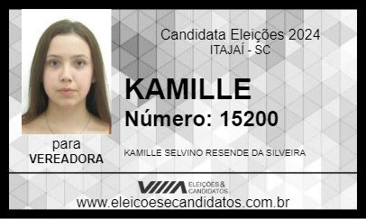 Candidato KAMILLE 2024 - ITAJAÍ - Eleições