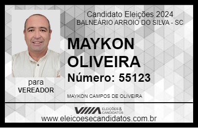 Candidato MAYKON OLIVEIRA 2024 - BALNEÁRIO ARROIO DO SILVA - Eleições