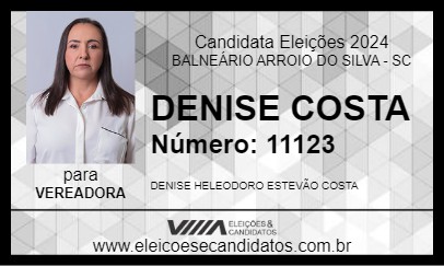 Candidato DENISE COSTA 2024 - BALNEÁRIO ARROIO DO SILVA - Eleições