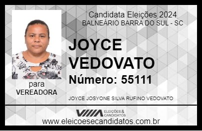 Candidato JOYCE VEDOVATO 2024 - BALNEÁRIO BARRA DO SUL - Eleições