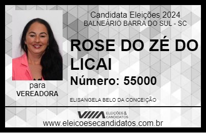 Candidato ROSE DO ZÉ DO LICAI 2024 - BALNEÁRIO BARRA DO SUL - Eleições