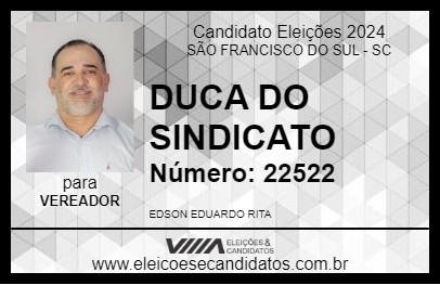 Candidato DUCA DO SINDICATO 2024 - SÃO FRANCISCO DO SUL - Eleições