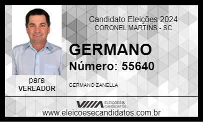 Candidato GERMANO 2024 - CORONEL MARTINS - Eleições