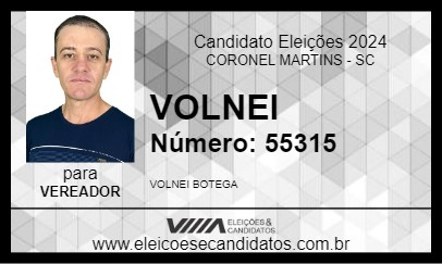 Candidato VOLNEI 2024 - CORONEL MARTINS - Eleições