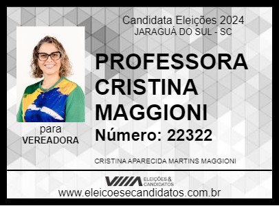 Candidato PROFESSORA CRISTINA MAGGIONI 2024 - JARAGUÁ DO SUL - Eleições