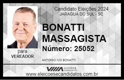 Candidato BONATTI MASSAGISTA 2024 - JARAGUÁ DO SUL - Eleições