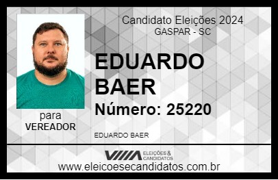 Candidato EDUARDO BAER 2024 - GASPAR - Eleições