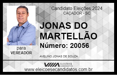 Candidato JONAS DO MARTELLÃO 2024 - CAÇADOR - Eleições