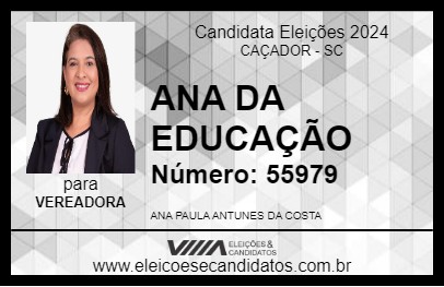 Candidato ANA DA EDUCAÇÃO 2024 - CAÇADOR - Eleições