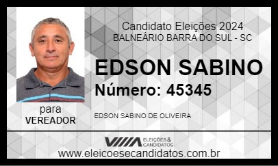 Candidato EDSON SABINO 2024 - BALNEÁRIO BARRA DO SUL - Eleições