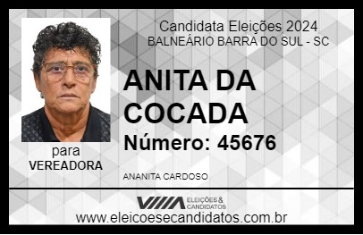 Candidato ANITA DA COCADA 2024 - BALNEÁRIO BARRA DO SUL - Eleições