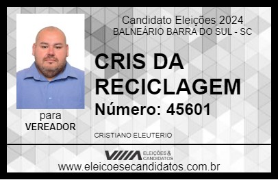 Candidato CRIS DA RECICLAGEM 2024 - BALNEÁRIO BARRA DO SUL - Eleições