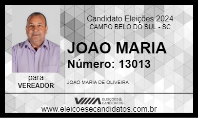 Candidato JOAO MARIA 2024 - CAMPO BELO DO SUL - Eleições