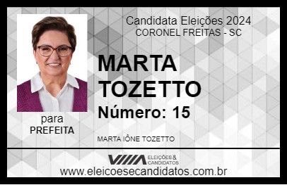 Candidato MARTA TOZETTO 2024 - CORONEL FREITAS - Eleições