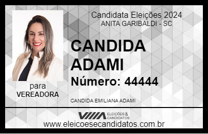 Candidato CANDIDA ADAMI 2024 - ANITA GARIBALDI - Eleições