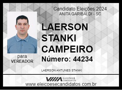 Candidato LAERSON  STANKI CAMPEIRO 2024 - ANITA GARIBALDI - Eleições