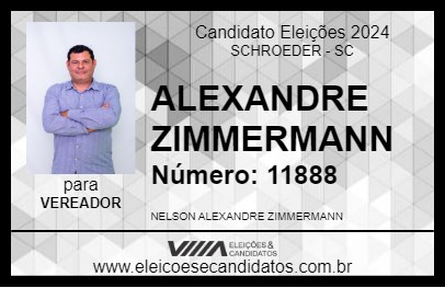 Candidato ALEXANDRE ZIMMERMANN 2024 - SCHROEDER - Eleições