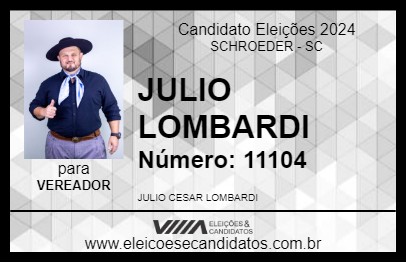 Candidato JULIO LOMBARDI 2024 - SCHROEDER - Eleições