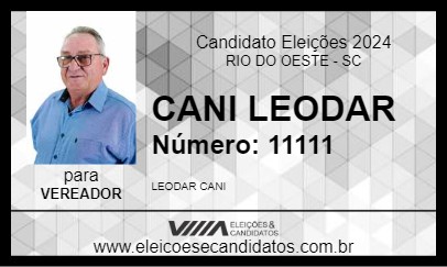 Candidato CANI LEODAR 2024 - RIO DO OESTE - Eleições