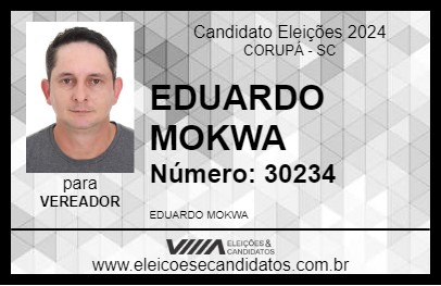 Candidato EDUARDO MOKWA 2024 - CORUPÁ - Eleições