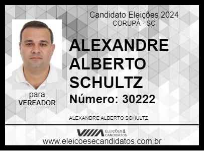 Candidato ALEXANDRE ALBERTO SCHULTZ 2024 - CORUPÁ - Eleições