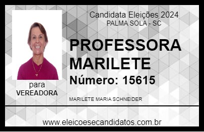 Candidato PROFESSORA MARILETE 2024 - PALMA SOLA - Eleições