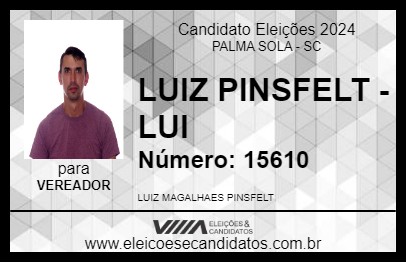 Candidato LUIZ PINSFELT - LUI 2024 - PALMA SOLA - Eleições