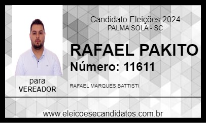 Candidato RAFAEL PAKITO 2024 - PALMA SOLA - Eleições